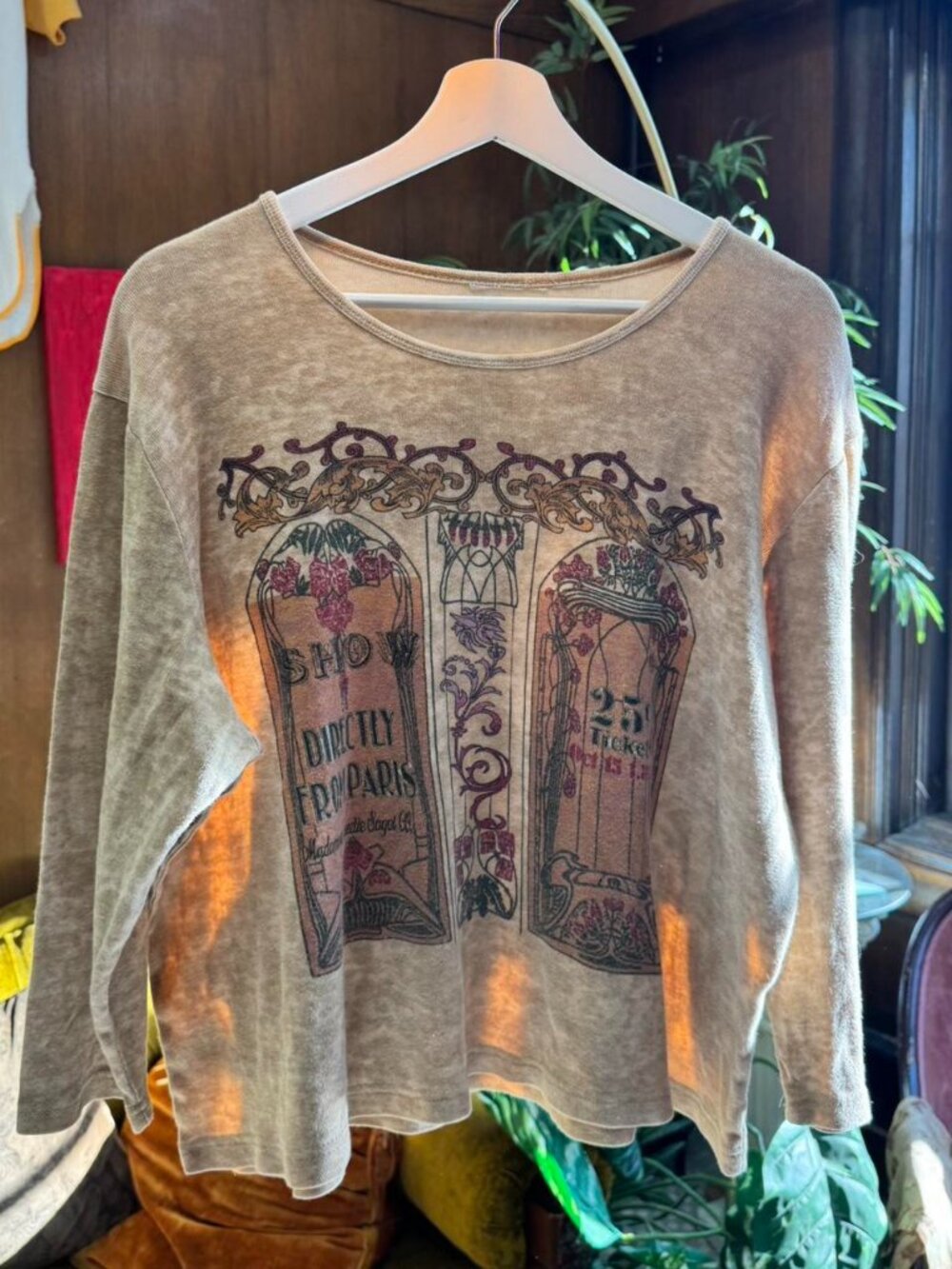 Unique Vintage Women's Grey and Brown Shirt